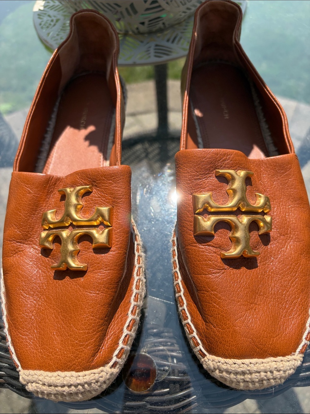 Tory Burch Women’s Brown Leather Flat Espadrille